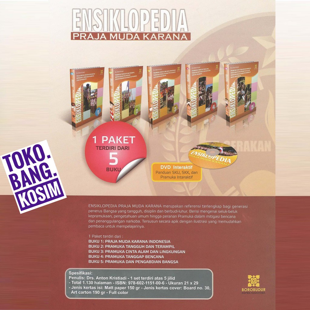 Buku Ensiklopedia Praja Muda Karana Pramuka oleh Drs Anton Kristiadi isi 5 Jilid Buku