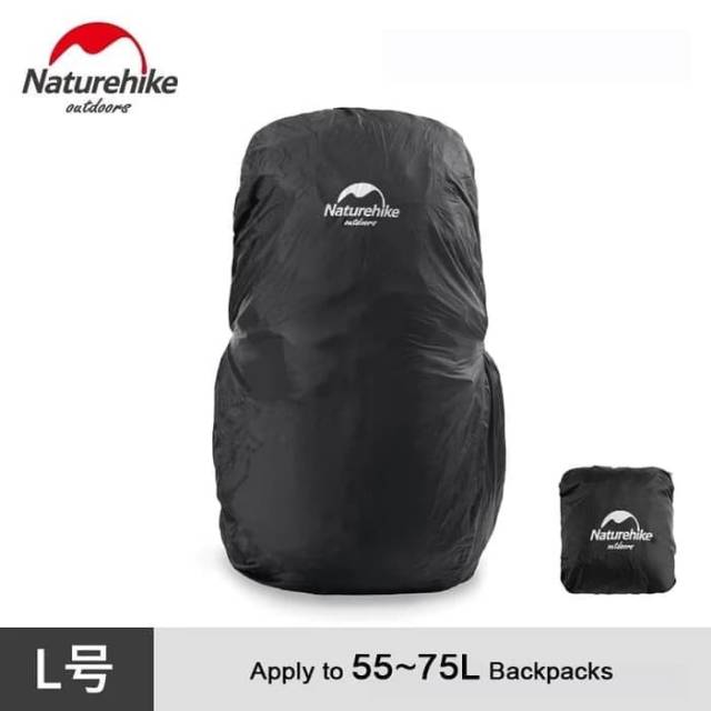 RAIN COVER TAS CARRIER BACK PACK WATERPROOF SIZE L BLACK NATUREHIKE ORIGINAL