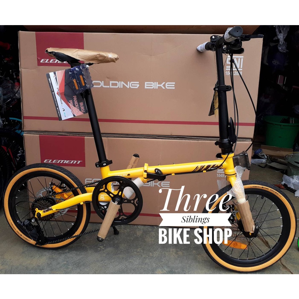 SEPEDA LIPAT ELEMENT TROY 8 SPEED NEW 2022 16 INCH WARNA YELLOW