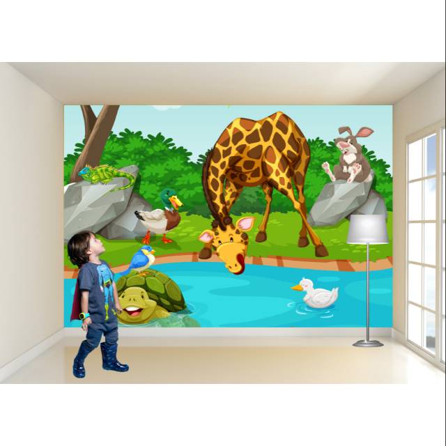 Wallpaper 3d Custom Kamar Anak Gambar Hewan Shopee Indonesia