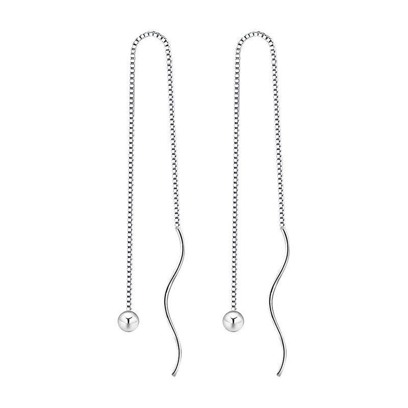 Anting Perak 925 Wanita Melengkung Tali Telinga Bergelombang Fashion Perhiasan