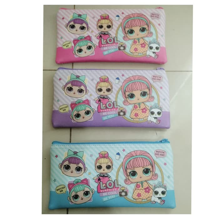 

pencil case tempat kotak pensil sekolah anak perempuan Lol tsum kulit - Fuchsia