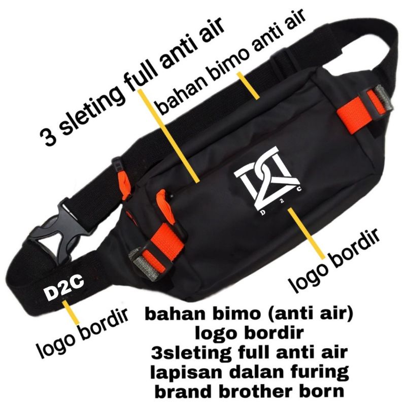 TAS SELEMPANG PINGGANG PRIA ANTI AIR DISTRO BAHAN PREMIUM / WAISTBAG WATERPROOF PRIA WANITA TERBARU