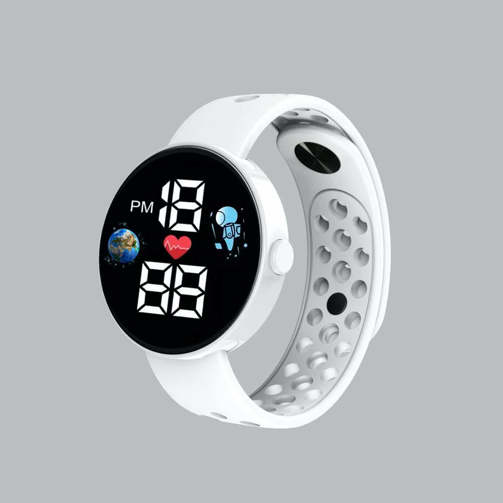 LED Watch [ Putih ] Water Resistant - Jam Tangan Digital Pria &amp; Wanita Strap Rubber LED_8061