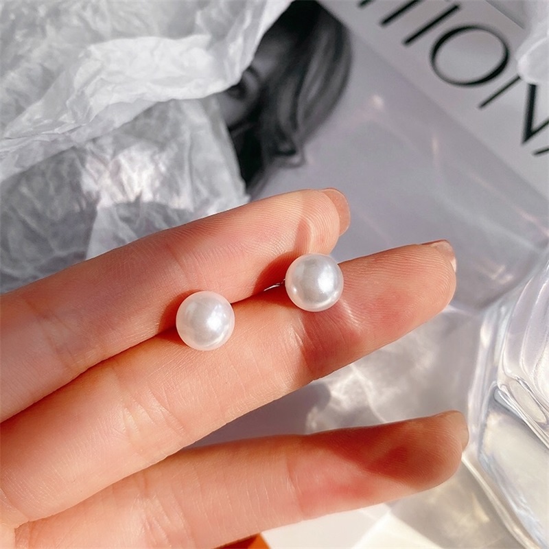 Anting 925 Silver Hias Mutiara Ukuran 6mm Untuk Perempuan