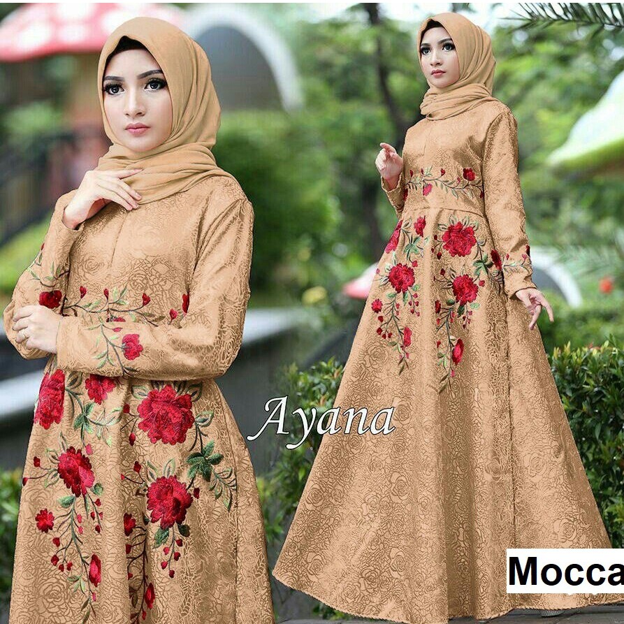 HOPYLOVY - Maxi Dress Wanita bahan Baloteli Embos Ayana