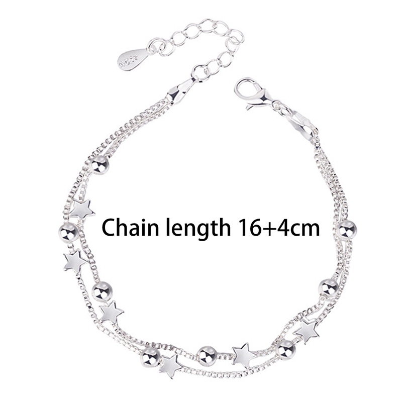 Gelang Tangan Sterling Silver 925 Dengan Hiasan Bintang + Batu Zircon Untuk Wanita