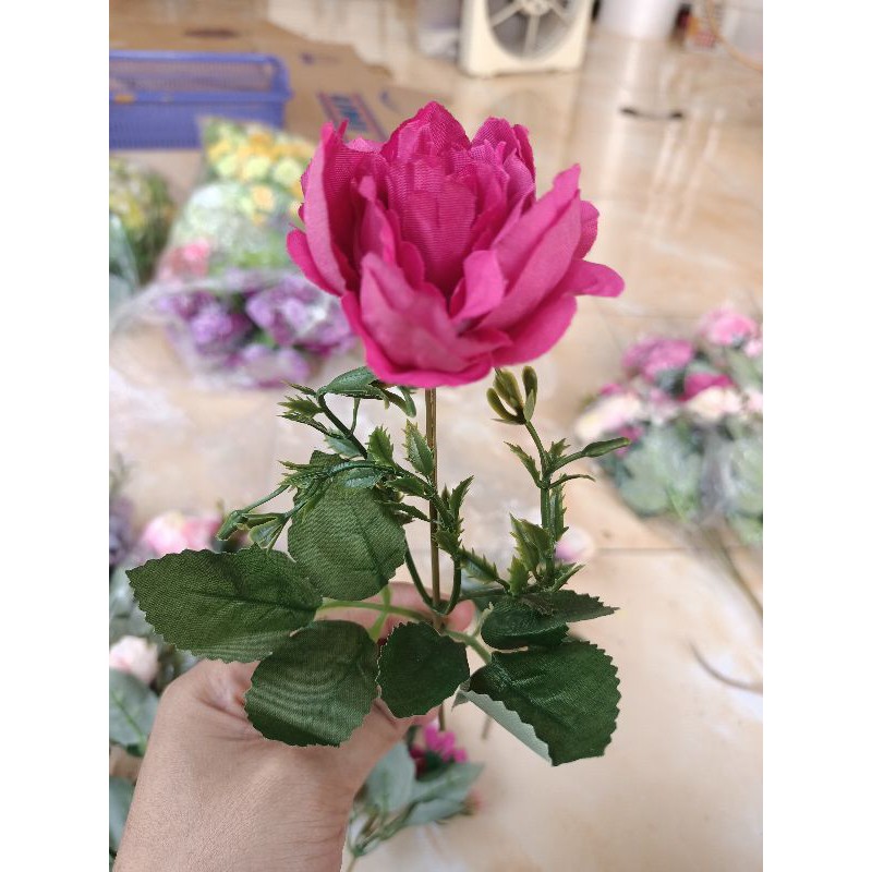 Peony Bunga Plastik Artificial Dekorasi Rustic Hiasan Mahar Dried Flower Hampers Ringbox-Fanta