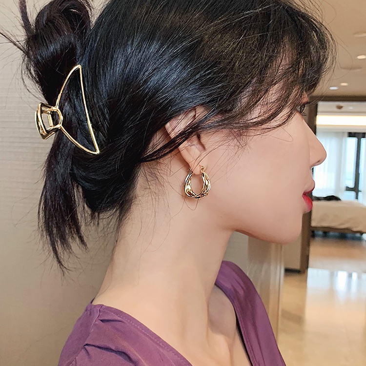 Anting Silver Needle 925 Warna Emas Gaya Retro Korea Untuk Perempuan