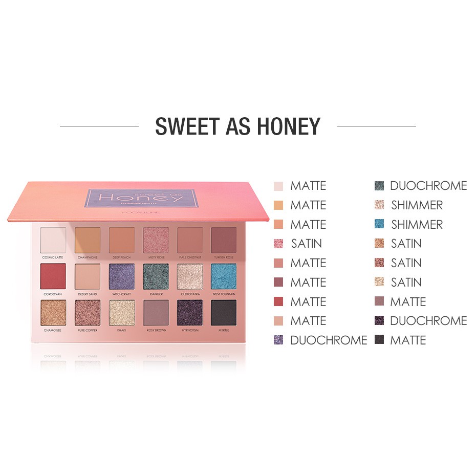 Focallure Eyeshadow Sweet As Honey 18 Color Eye Shadow Palette Matte Shimmer Focallure Eyeshadow Focallur