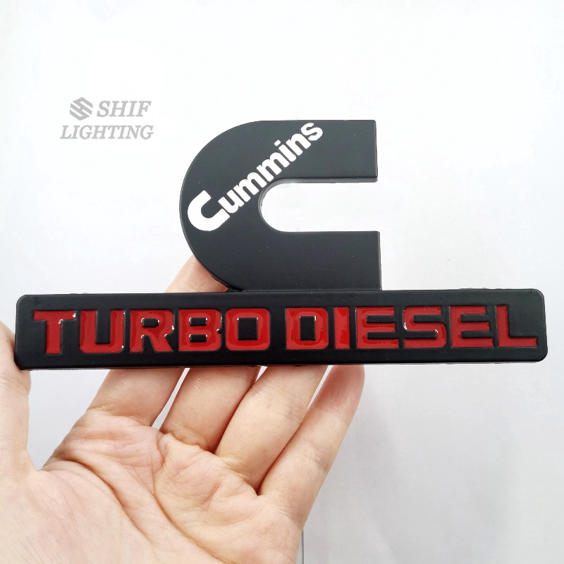 1pc Stiker Emblem Logo Turbo Diesel Cummins Bahan Metal Untuk Dekorasi Bagasi Mobil