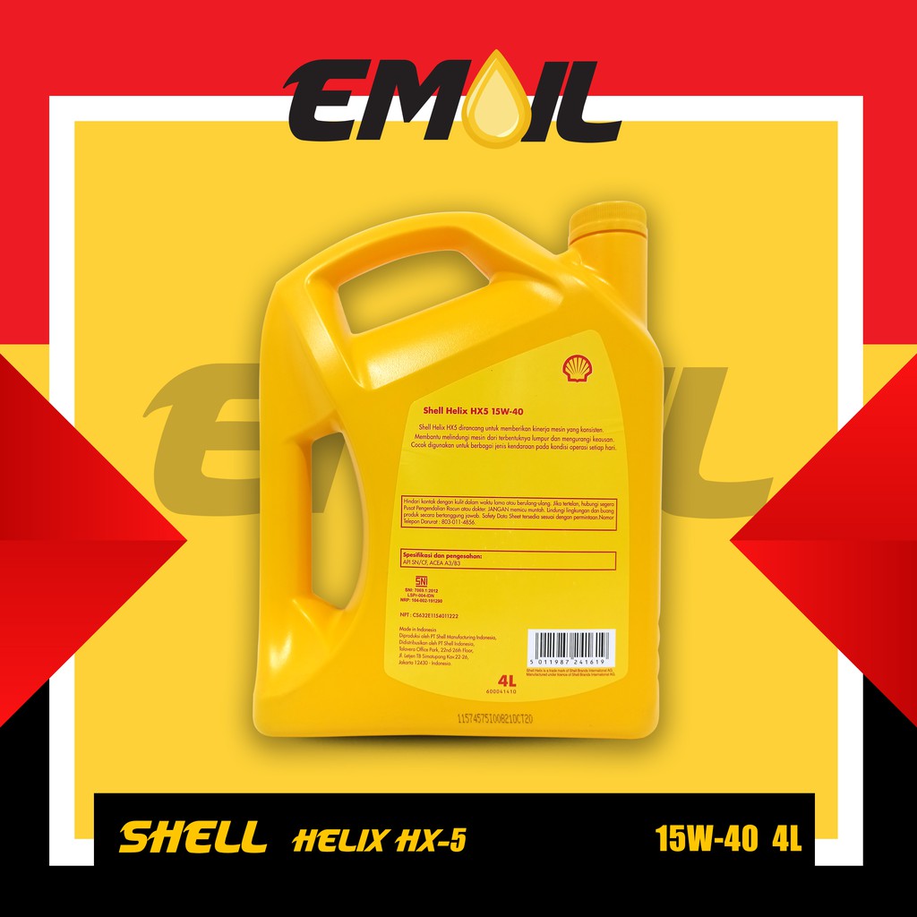 OLI SHELL HX5 15W-40 4 liter VERIFIED QR BARCODE