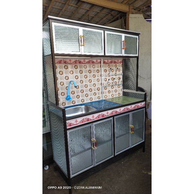 wastafel set/rak cuci piring meja dapur kitchen set aluminium