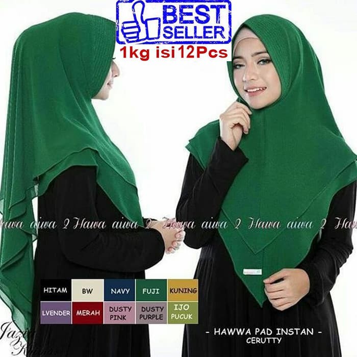 a7 KHIMAR HAWWA PAD khimar kerudung instan sifon kombinasi double layer Pola pin