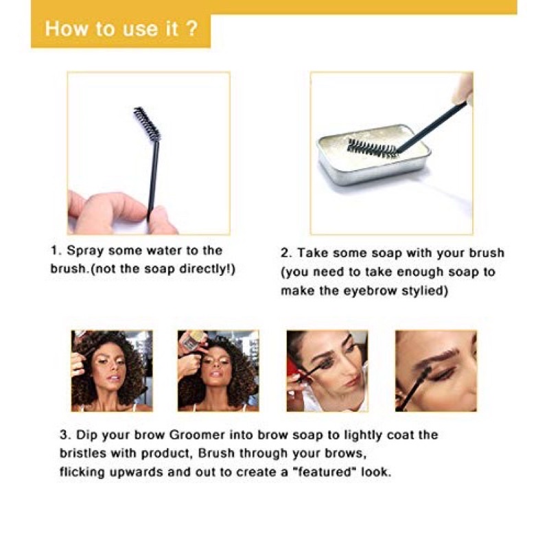 NOVO Eyebrow Soap Brow Sculpt Lift Brow Styling Soap Waterproof Long Lasting Eyebrow Gel Pom