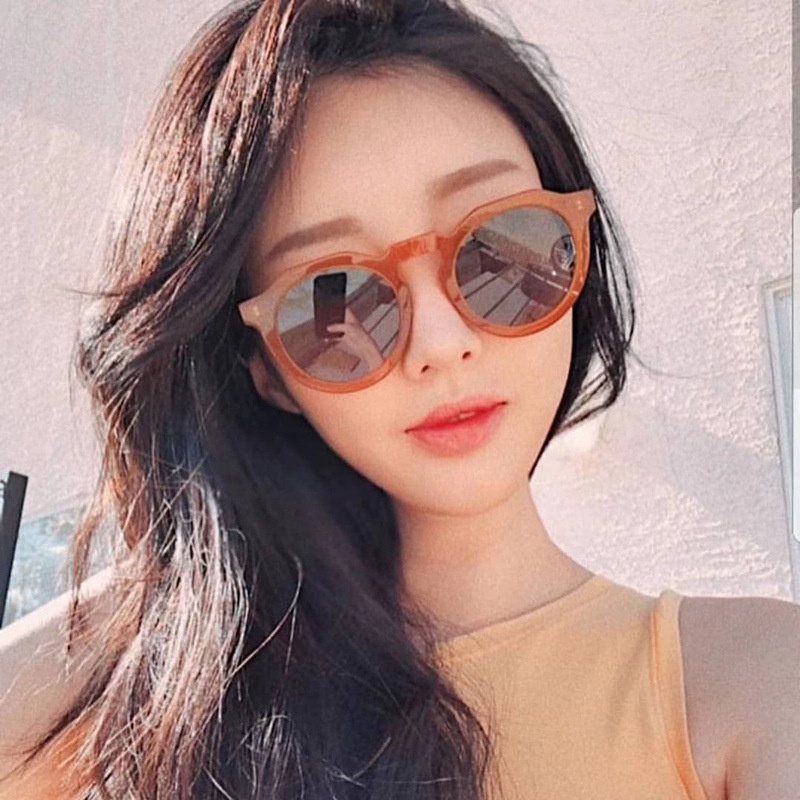 (YUZHU) Bayar di Tempat Korean Trendy Retro Candy Color Bulat Kacamata Hitam Wanita/Pria Sunglasses