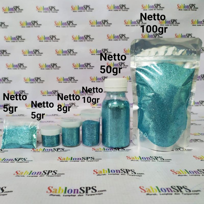 BUBUK GLITER BLUE TOSCA GLITTER POWDER 50gr BOTOL