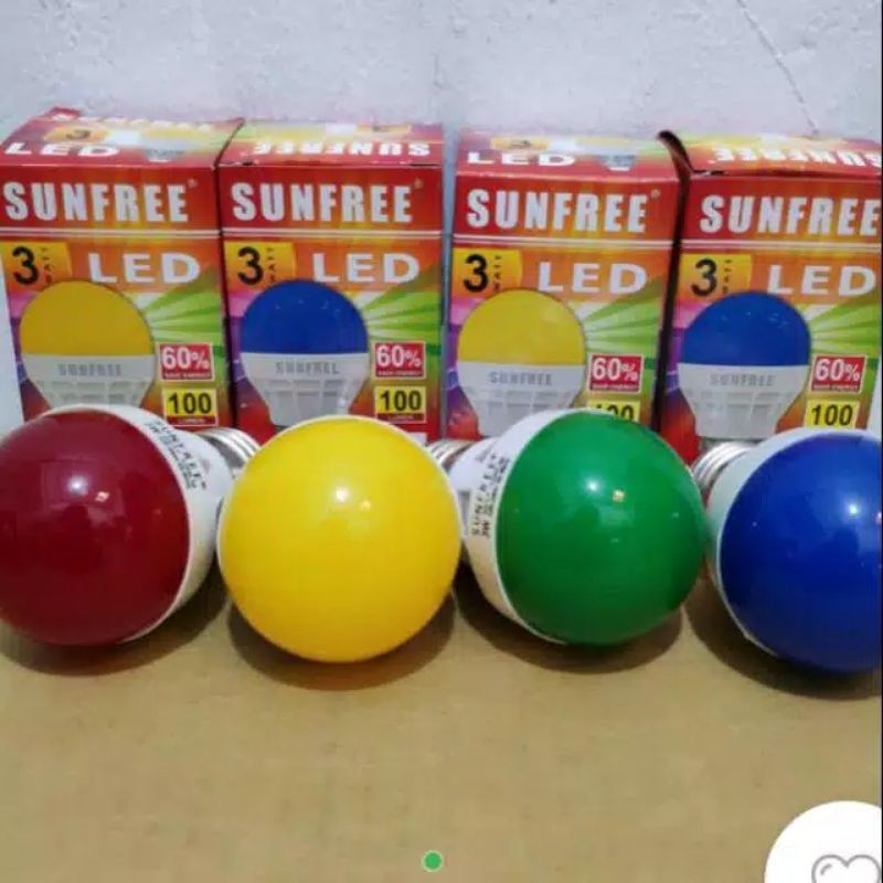 Bohlam Lampu LED Warna 3W / Bohlam Lampu Tidur SUNFREE