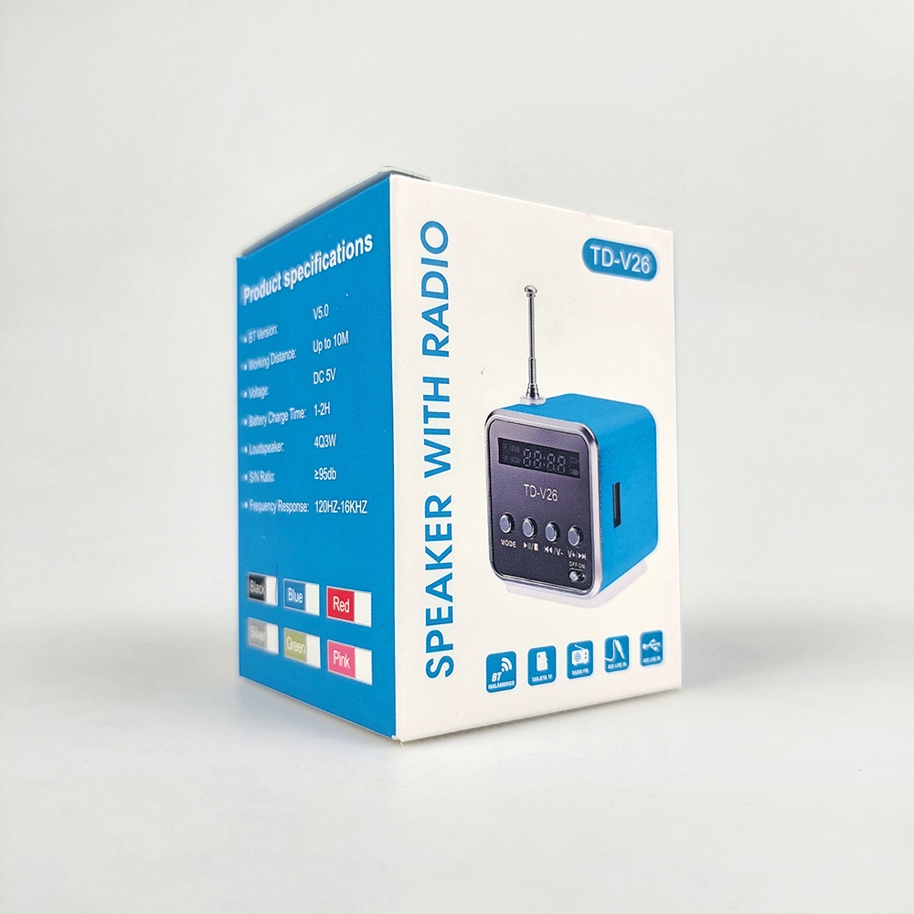 Speaker Mini Portabel Bluetooth FM Radio TF Card - TD-V26