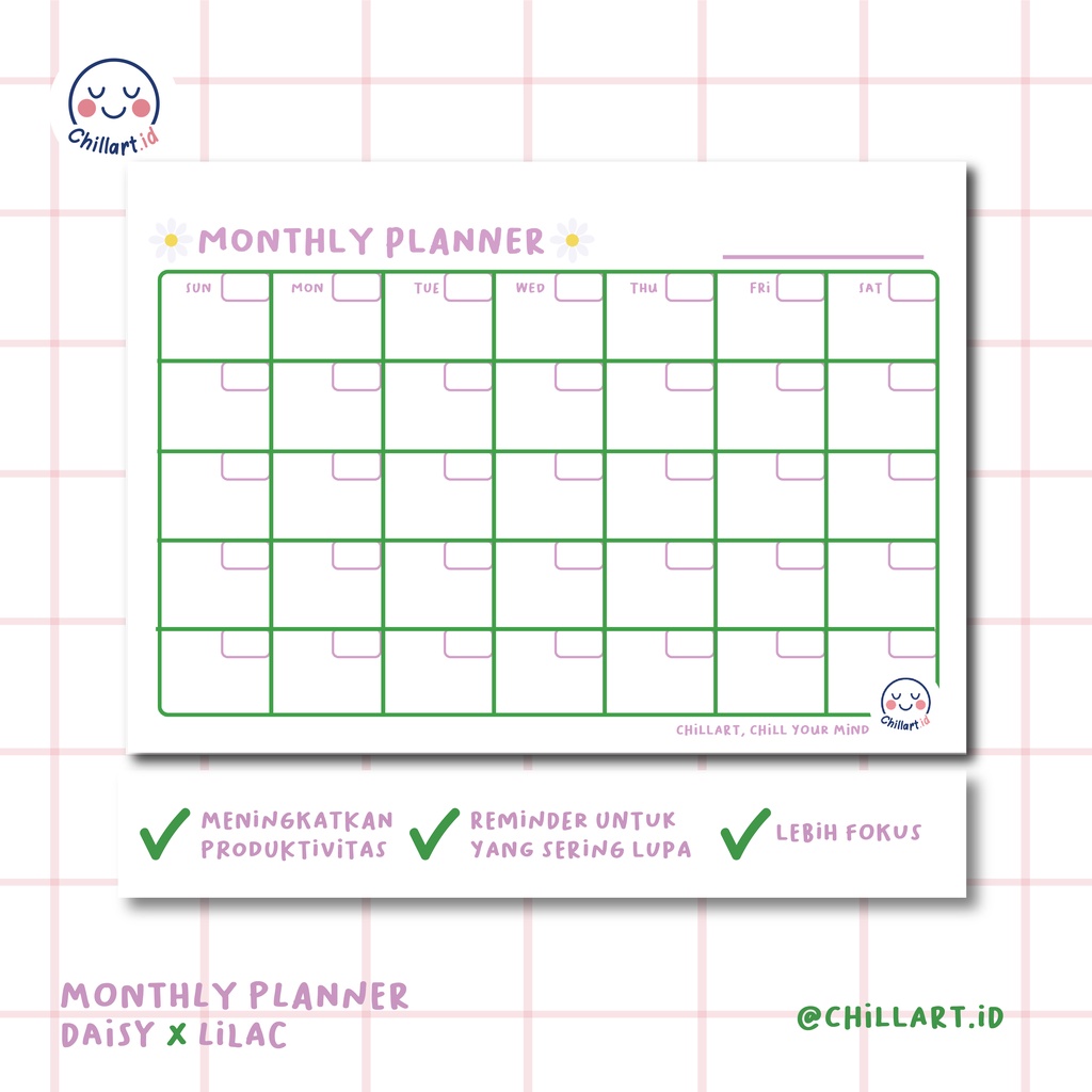 

[chillart.id] One Sheet/1 Lembar MONTHLY PLANNER Journal Loose Leaf Binder A5 20 ring | B5 26 ring, TEBAL 100 gsm [FREE GIFTS]