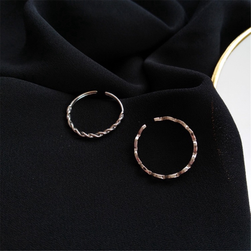 2pcs Cincin Bentuk Gelombang Model Terbuka Gaya Korea Untuk Perhiasan #261141322