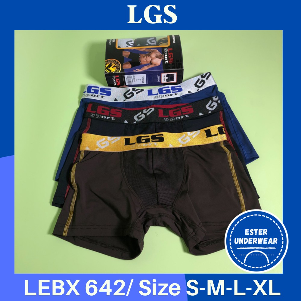 Celana Boxer Pria LGS Sport LEBX 642 ISI-3 PCS bahan Microfiber Quick Dry