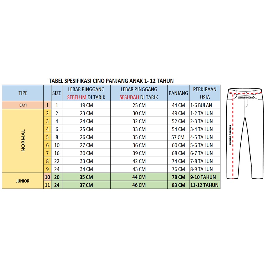 Celana Chino Anak Usia 1-13 tahun-8