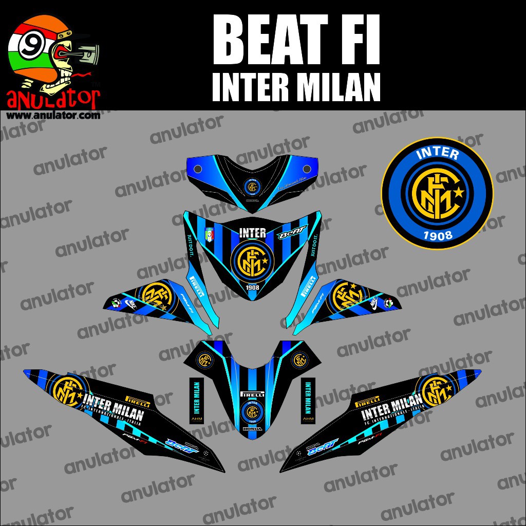 Sticker Striping Motor Stiker Full Body Honda Beat Fi Inter Milan