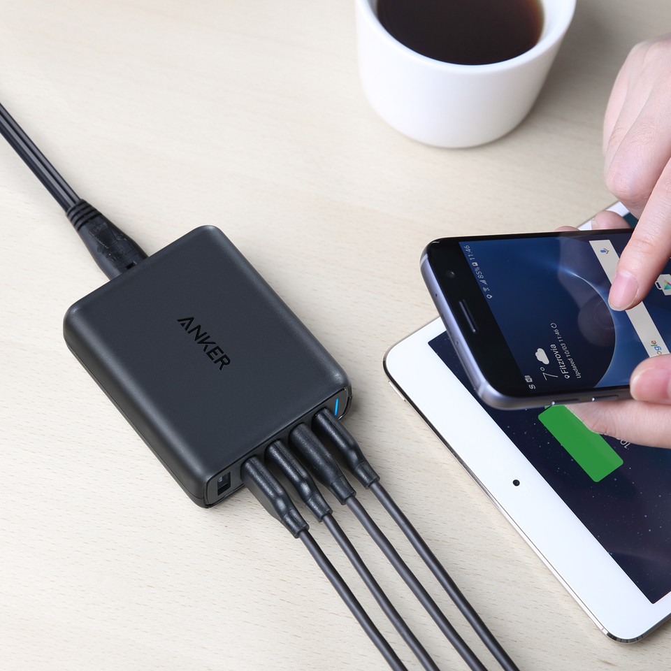Original ANKER A2054611 PowerPort 5 Speed Desktop Charger 60W with Quick Charge 3.0 5 USB Port Black