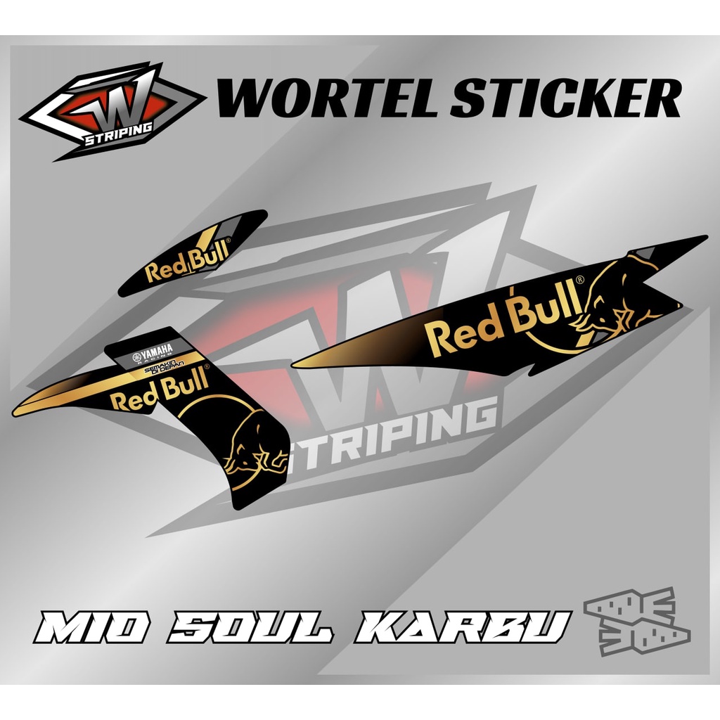 Striping Mio Soul Karbu-Striping Stiker Hologram Motor Mio Soul Karbu RedBull