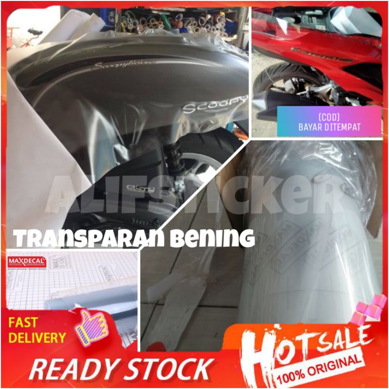 Stiker Skotlet Transparan Putih Bening Stiker Laminasi Kendaraan Stiker Skotlet Motor Maxdecal Trans