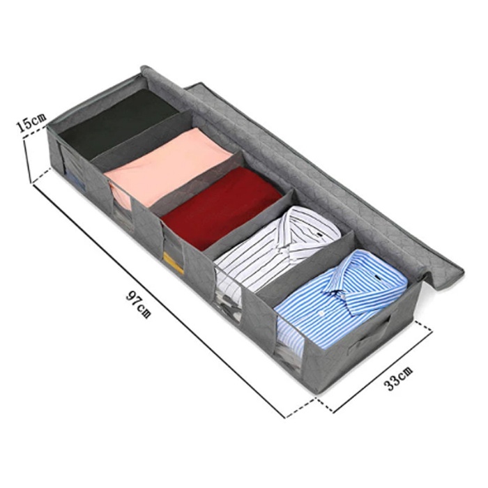 Rak Pakaian Lipat Storage Bag Kotak Organizer Pakaian Baju Organizer Baju 5 Sekat uk 97x33x15cm