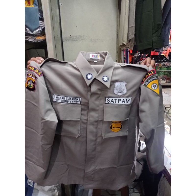 baju pdl satpam + attribut bordir lengkap