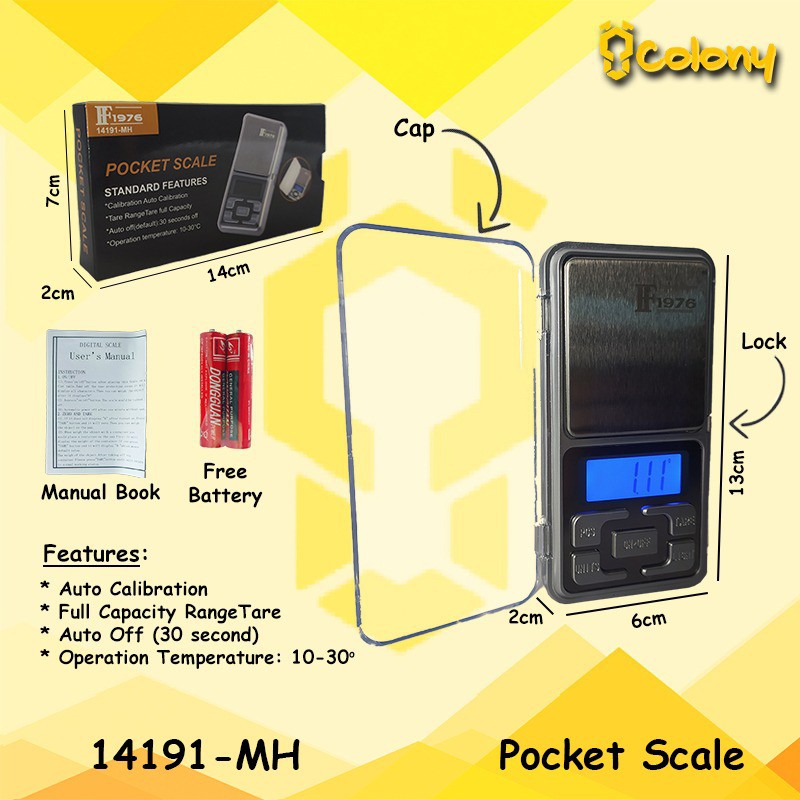 PROMO HF 1976 Timbangan Emas Perhiasan Digital Saku Mini Pocket Scale Pengukur Akurasi Free baterai