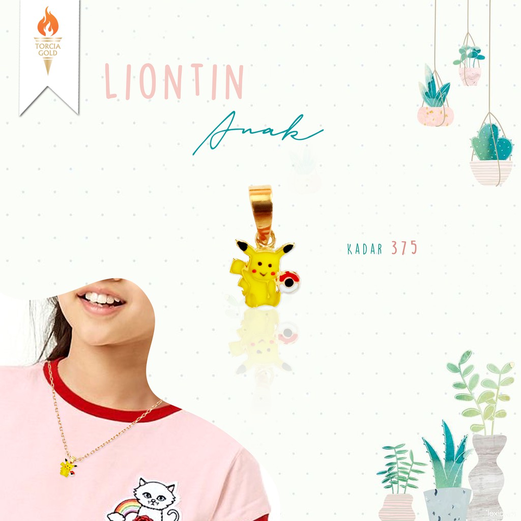 Liontin Anak Emas Asli Pikachu Kadar 375 Torcia Gold