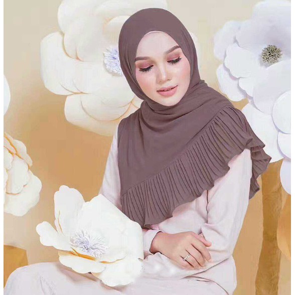 Pleated Hijab MS18 Jilbab Plisket Pashmina Katun Modis Cutton Scarf Syal