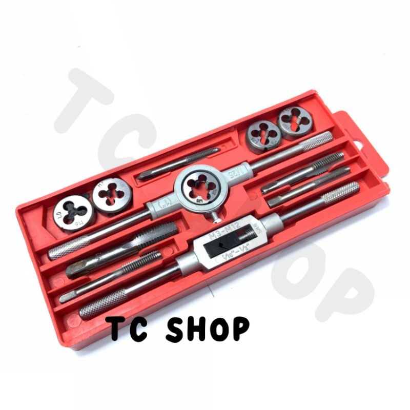 Tap and Dies Set 12 pcs Hand Tap Snai Baut Set Buka Baut Drat Tap balik