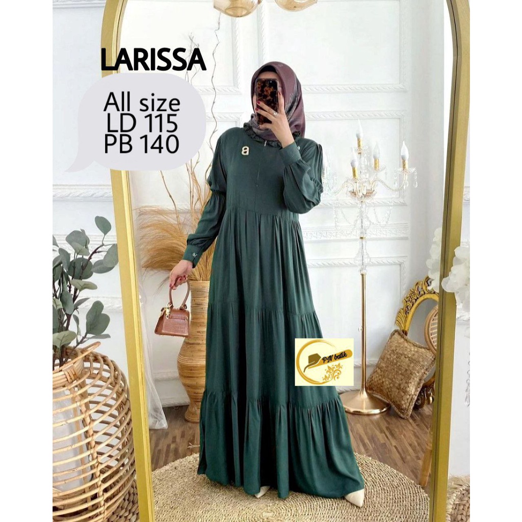Gamis Canda Susun 3 Modern Cantik Syari Rayon Adem Warna Polos Cantik Jumbo Busui Kerah Ruffle MTD 3