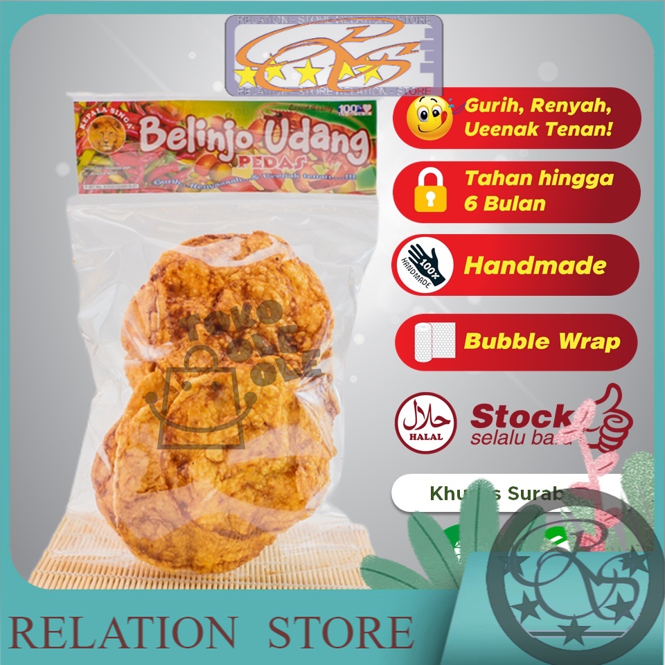 

Belinjo Udang Pedas Special Emping Keripik Cap Kepala Singa 150 gr