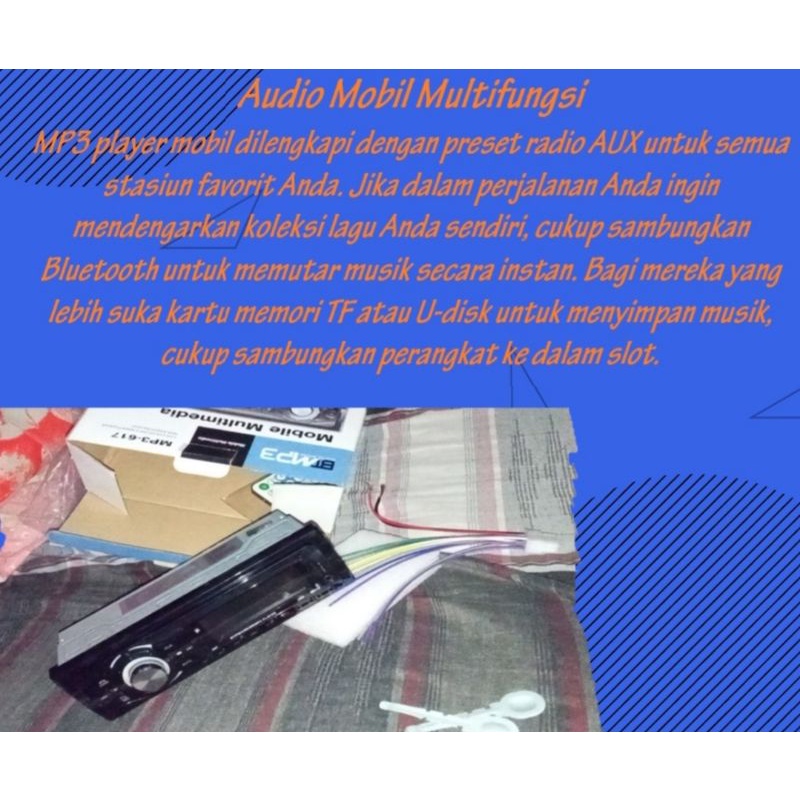 Tape Mobil tip Audio tipe head unit single din MP3 Player Bluetooth receiver power Radio USB murah