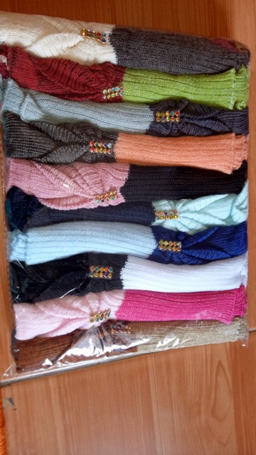 Bandana rajut 2 warna payet kodian / 20pcs