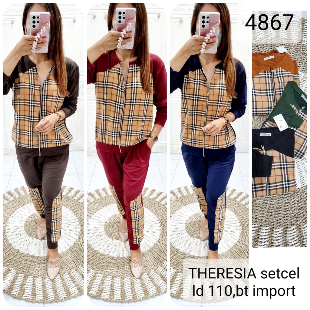 Setcel Jaket Theresia PP LD 110 Motif Bur*berry 4867