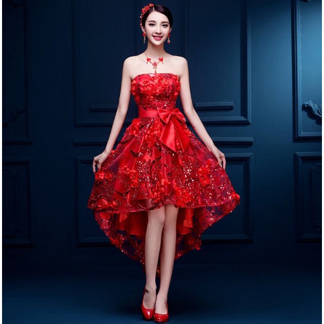Red Gorgeous Lace Wedding Party Dress Plus Size Elegant