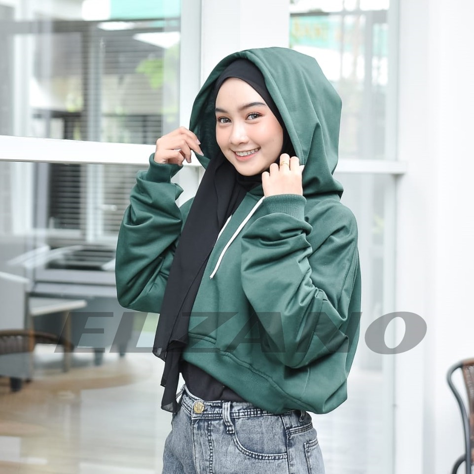 Oversize Crop Hoodie - Hoodie Oversize Wanita Kekinian