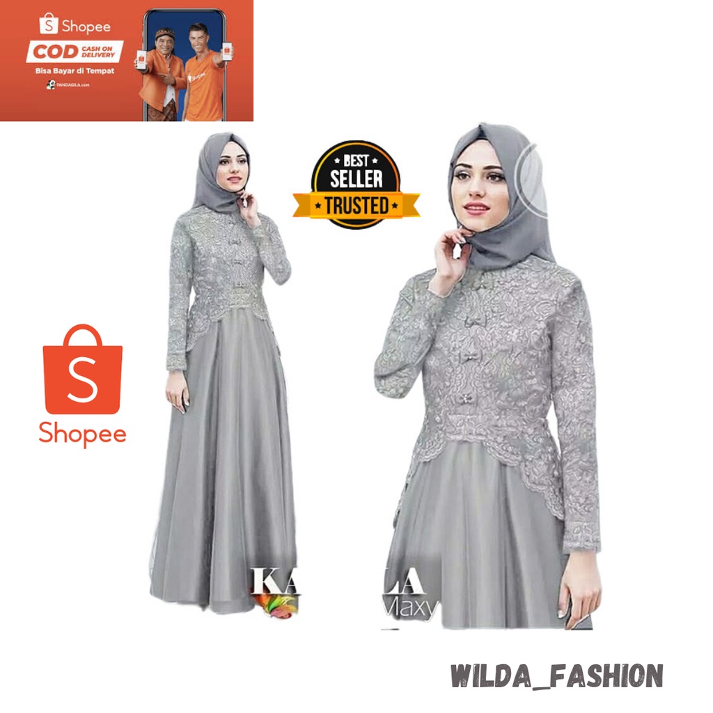 Dress Besseler Wilda_fashion Gamis Remaja Kaella Brukat Maxy / GAMIS SYARI MUSLIMAH / OUTFIT remaja 