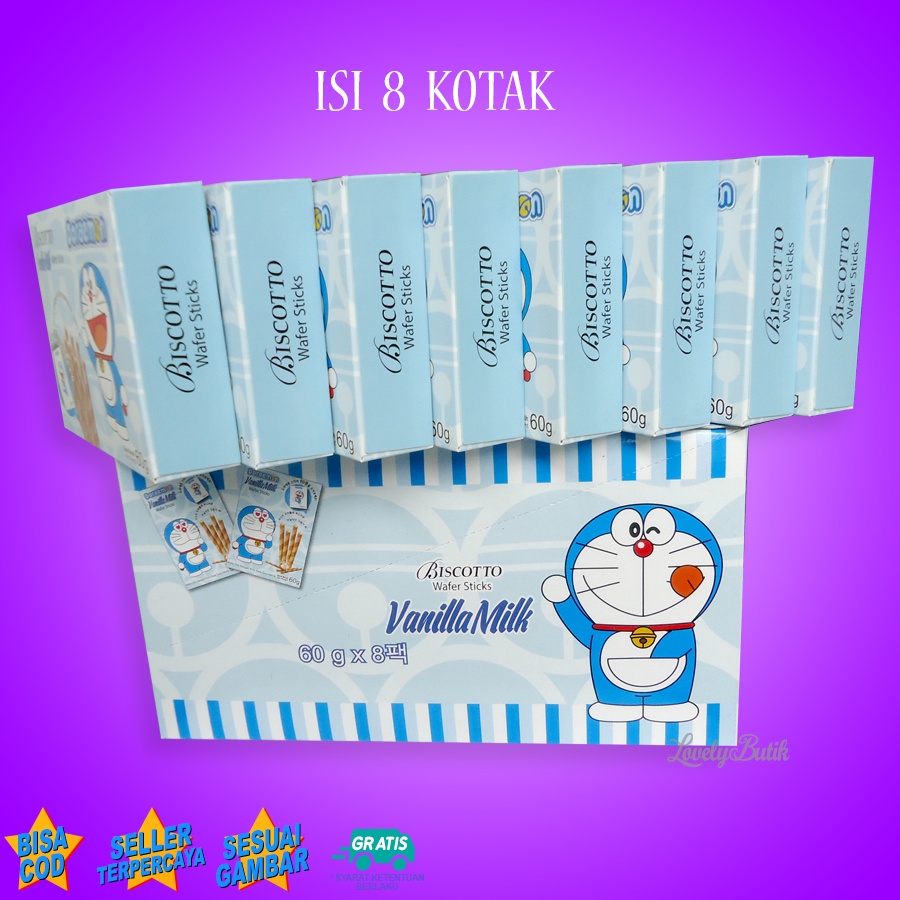 Biscotto Wafer Stick Rasa Coklat dan Vanilla Milk Isi 8 Kotak Lovelybutik