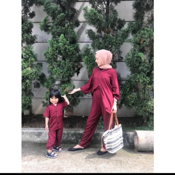 one set kemeja couple ibu dan anak
