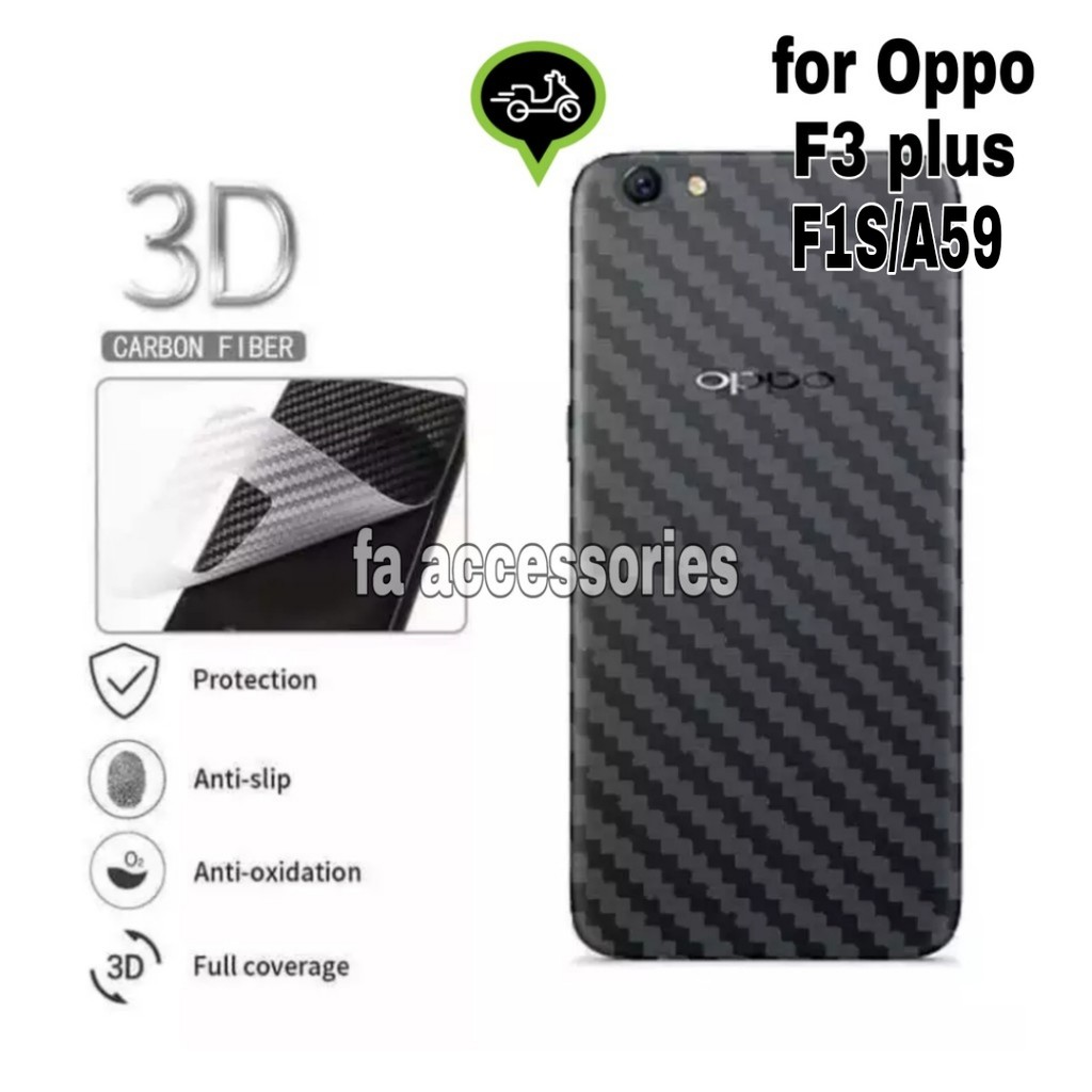 Skin Carbon OPPO F1S A59 F3plus Carbon antigores belakang F3 plus