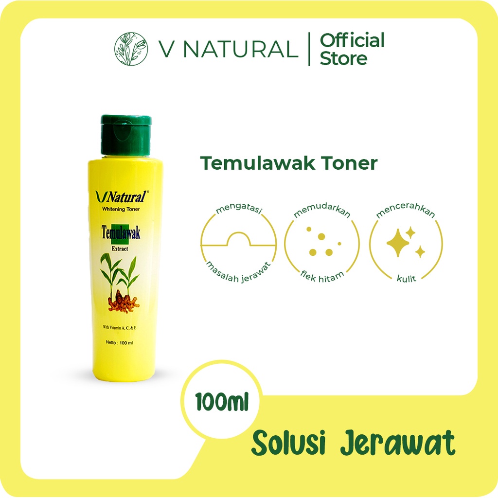 V NATURAL TONER TEMULAWAK WHITENING 100 ML ORIGINAL BPOM