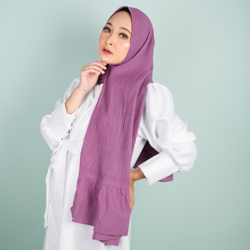 𝗖𝗮𝗿𝗲.𝗶𝗻 Pashmina Plisket Duyung Shawl 180x75 PREMIUM QUALITY (Tidak Full)-Lavender